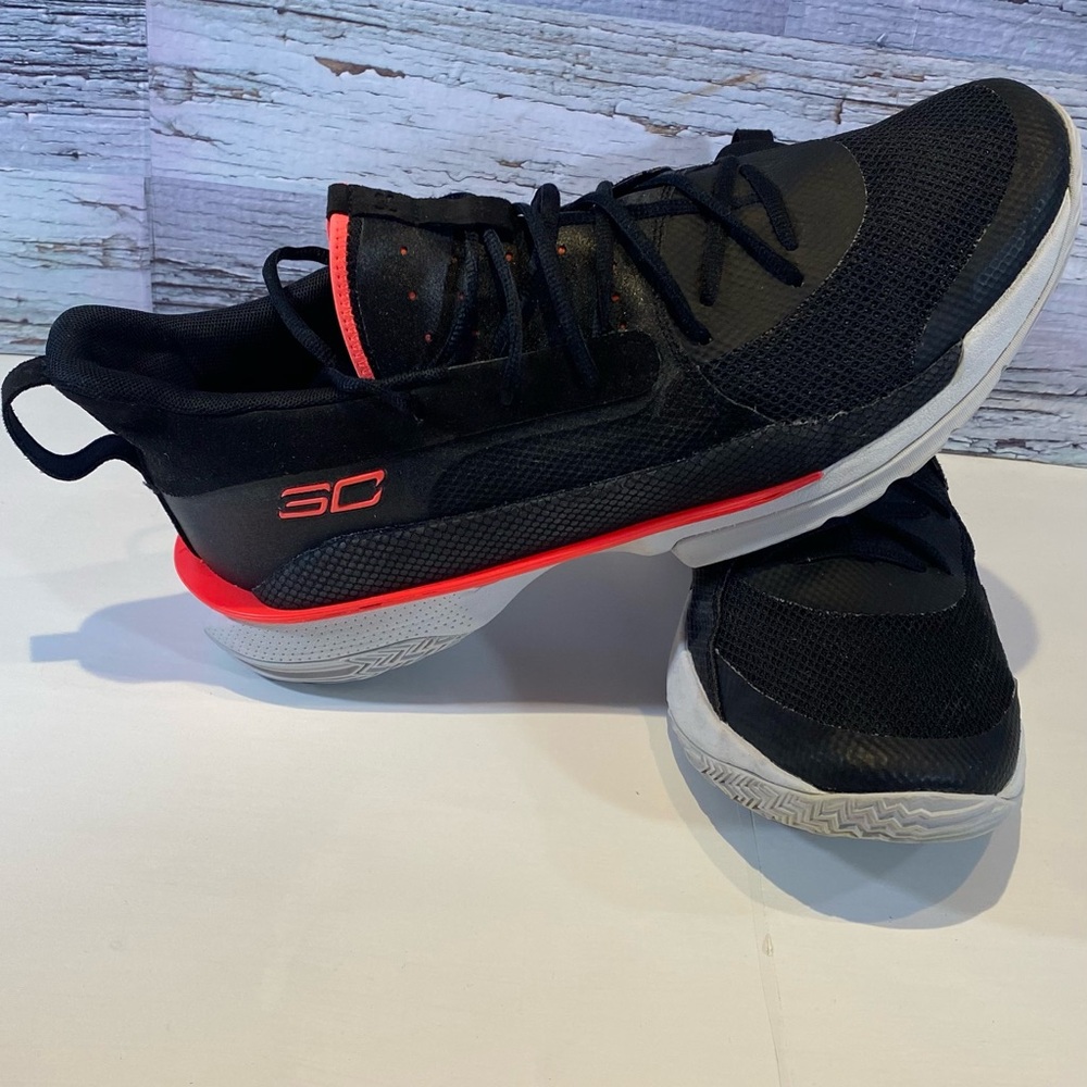 Under Armour Curry 7 Black Red Beta Basketball Sneakers Mens Size 15
